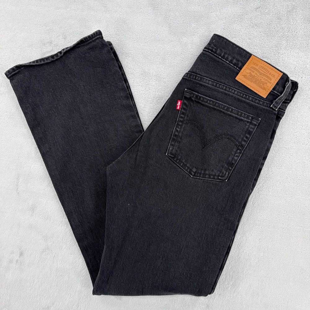 Levis Premium Wedgie Bootcut Jeans Womens 28 Black High Rise Button Fly Denim